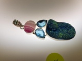 HANDMADE STERLING AND COLORED STONE PENDANT