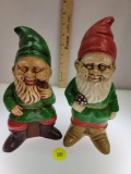 VINTAGE PLASTER CHRISTMAS GNOMES - TWO TOTAL - LARGEST MEASURES APPROX 7