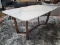 (R3) WEST ELM GEOMETRIC WOOD & MARBLE DINING TABLE. RETAILS FOR $2,200 ONLINE! MEASURES 38 IN X 72