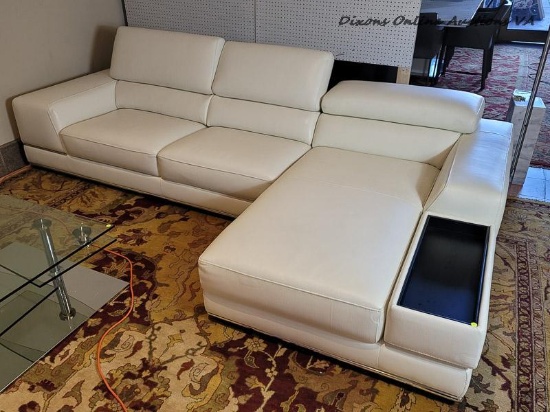 (LR) ADD ELEGANCE WITH THE BERGAMO SECTIONAL SOFA IN WHITE. REINFORCED USING QUALITY WOOD AND SOFT