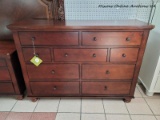 (R1) ASPENHOME CAMBRIDGE CHESSER IN BROWN CHERRY FINISH. RETAILS FOR $930 ONLINE! MEASURES 58 IN X