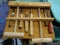 (GARAGE) WOODEN RACK WITH FILES AND WOODEN MALLETS. ITEM IS SOLD AS IS, WHERE IS, WITH NO GUARANTEE