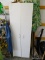 (GARAGE) WHITE 2 DOOR STORAGE CABINET CONTAINING 3 MENS LARGE COATS AND A MARINE CORPS UNIFORM, ITEM
