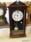 (GARAGE) STERLING AND NOBLE CHERRY CASE MANTEL CLOCK 11 IN X 6 IN X 24 IN, ITEM IS SOLD AS IS, WHERE