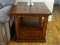 (LR) ONE OF A PR. OF OAK END TABLE WITH SHELF AND LOWER DRAWER, - BRAND NEW CONDITION, ITEM IS SOLD