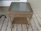 (OUTSIDE FRONT) ONE OF A PR. OF MARTHA STEWART LIVING WICKER AND PLEXIGLASS SIDE TABLES WITH LOWER