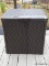 (OUTSIDE BACK) SUNCAST WICKER LIFT TOP STORAGE BOX ( DOES NOT INCLUDE CUSHIONS) - 27 IN X 27 IN X 26