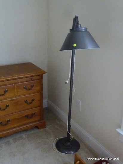 (MBED) GRAY METAL FLOOR LAMP WITH SHADE - 54 IN H, ITEM IS SOLD AS IS, WHERE IS, WITH NO GUARANTEE