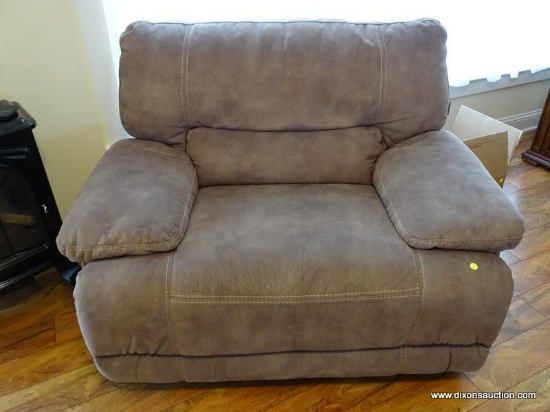 (LR) EXTRA LARGE BRUSHED SUEDE ELECTRIC RECLINING CHAIR- BRAND NEW CONDITION- 49 IN X 34 IN X 39 IN
