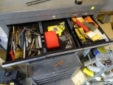 (GARAGE) TOOL CONTENTS OF TOOL BOX, HAMMERS, PLIERS, SCREW DRIVERS, ETC., ITEM IS SOLD AS IS, WHERE