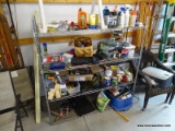 (GARAGE) METAL 4 SHELF STORAGE SHELF- 59 IN X 24 IN X 62 IN, ITEM IS SOLD AS IS, WHERE IS, WITH NO