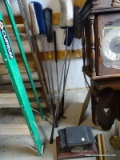 (GARAGE) 6 GOLF CLUBS, ITEM IS SOLD AS IS, WHERE IS, WITH NO GUARANTEE OR WARRANTY. NO REFUNDS OR