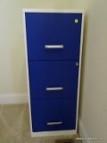 (bed1) metal 3 drawer file cabinet- 14 in x 18 in x 36 in, ITEM IS SOLD AS IS, WHERE IS, WITH NO
