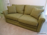 (OFFICE) SAGE UPHOLSTERED SOFA BED - QUEEN SIZE- BRAND NEW CONDITION, 72 IN X 36 IN X 36 IN, ITEM IS