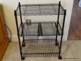 (OFFICE) METAL ROLLING 3 SHELF CART WITH 2 PULL OUT BASKETS- 23 IN X 14 IN X 31 IN, ITEM IS SOLD AS
