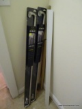 (OFFICE) CURTAIN RODS- 2 PR. OF NEW IN PLASTIC ROOM DARKENING RODS AND 6 SPRING ADJUSTABLE RODS,