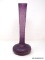 Amethyst colored translucent bud vase ribbed & threaded. Attributed to Loetz artists. 14.5