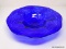 Sapphire Blue Mottled Wall Platter. Hand Blown And Signed By The Artist. Measures 13.75 In X 13.5