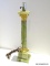 Jade Carved Column Style Lamp With Gold Painted Metal Accents. Measures 5 In X 5 In X 21 In. Item Is