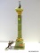 Jade Carved Column Style Lamp With Gold Painted Metal Accents. Measures 5 In X 5 In X 21 In. Item Is