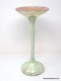 Rare pulled & feathered favrile vase with early original Tiffany label affixed to the bottom. 13