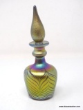 Feathered gold and blue iridescent perfume bottle by Saul Alcatraz. 6
