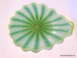 Green Droplet Shaped Wall Platter With Dark Green Radiating 