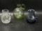 (13M) COLLECTION OF CRACKLE AND HAND BLOWN ART GLASS CREAM PITCHERS