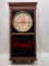 (14N) VINTAGE REVERSE PAINTED GLASS COCA COLA ADVERTISING CLOCK *RARE* INCLUDES KEY, (37 BY 17