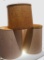 (11K) THREE MID CENTURY MODERN BARREL LAMP SHADES BURLAP