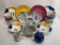 (14N) LOT OF ASSORTED BRIGHTLY COLORED TUSCANY STYLE CERAMIC DISHES INCLUDING SMITH AND HAWKEN,