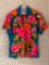 (CLOTHES RACK) VINTAGE BRIGHTLY COLORED ALOHA TROPICAL SHIRT WOMEN'S SIZE M