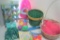 (11K) AQUA PASTEL COLORED LAUNDRY BASKET OF ASSORTED EASTER ITEMS