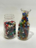 (14N) JAR OF MARBLES AND VINTAGE BUTTONS