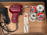 (15O) WEN QUICK HOT SOLDERING GUN MODEL 199 WITH FOUR SPOOLS OF SOLDERING WIRE AND A SPARE TIP