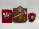 (14N) 12 INCH LIONS CLUB PLAQUE WITH GAVEL, MARESCHAL D'ESTREES LES STAINS DU GALION HIGH RELIEF