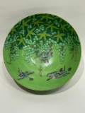 (13M) HAND DECORATED GREEN GRAPES AND BIRDS BOWL, MADE IN MACAO 10 INCH