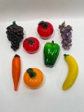 (13M) ASSORTED 4 INCH GLASS DECORATIVE FRUIT AND VEGETABLES