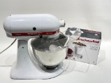 (14N) KITCHEN AID TILT TOP STAND MIXER WITH ACCESORIES INCLUDING BOWL CHUTE, AND FOOD GRINDER IN