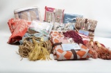 (12L) LOT OF BRAND NEW CURTAINS, TABLE COVERS, TIE BACKS AND MORE IN AN IKEA SHOPPING BAG INCLUDING