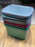 (15O) STERLITE STORAGE BINS (LOT INCLUDES 7 CONTAINERS AND 5 LIDS)