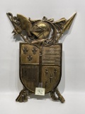 (11K) CAST METAL COAT OF ARMS MEDIEVAL KNIGHT WALL DECORATION (20 X 14 INCHES)