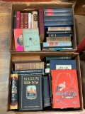 (12L) TWO BOXES OF ASSORTED BOOKS, MANY WITH ORNATE ANTIQUE AND VINTAGE BINDING