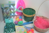(11K) AQUA PASTEL COLORED LAUNDRY BASKET OF ASSORTED EASTER ITEMS