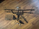 (12L FLOOR) TURBO HITCH MOUNT BIKE RACK FOR 2 BIKES, AND ASSORTED BIKE ACCESORIES, INCLUDING SEATS,
