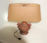 (11K) MID CENTURY MODERN SPANISH STYLE LAMP WITH RAWHIDE SHADE (19 INCHES TALL)