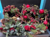 (15O) ASSORTED FRUIT GARLAND, ARTIFICIAL GREENERY WREATH, MANTLEPIECE SWAG, AND DECORATIVE COLONIAL