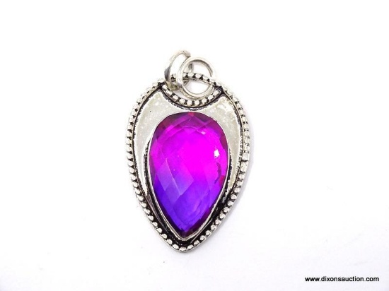 .925 1 1/2" AAA BI-COLOR VIOLET AND PINKISH CENTER STONE HANDMADE PENDANT - SRP $39.00; NEW!