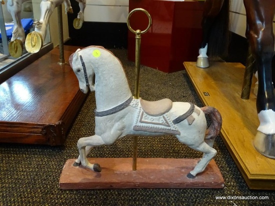(WIN) CAROUSEL HORSE IN PASTEL COLORS. MEASURES APPROXIMATELY 20 IN X 5 IN X 20.5 IN. ITEM IS SOLD