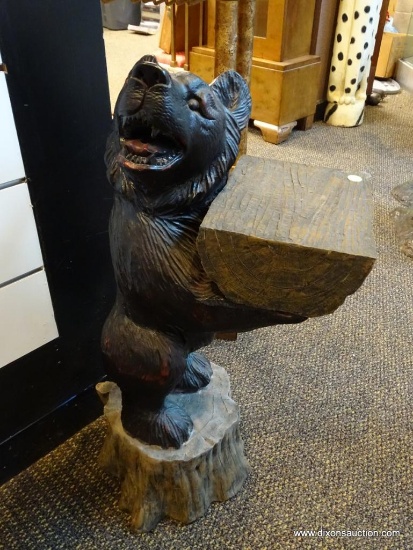 (WIN) BEAR BUTLER STAND. MEASURES 9 IN X 16 IN X 32 IN. ITEM IS SOLD AS IS WHERE IS WITH NO